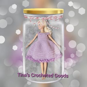 Lavender crocheted dress for 11&quot; fashion doll