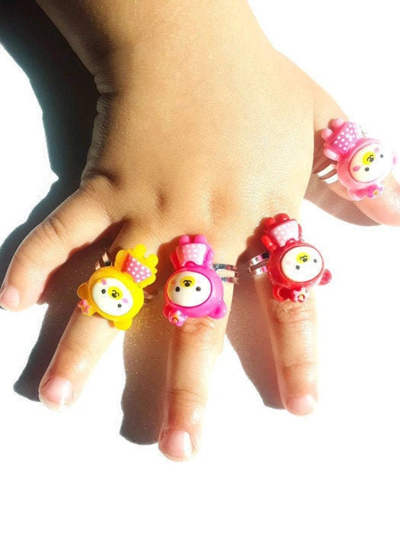 Kids ring teddy bear ring adjustable size with gold band or Etsy