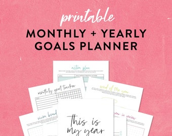2019 Goal-Setting Workbook | Printable Planner | Goal Action Plan | Goal Journal | Goal Tracker + Review