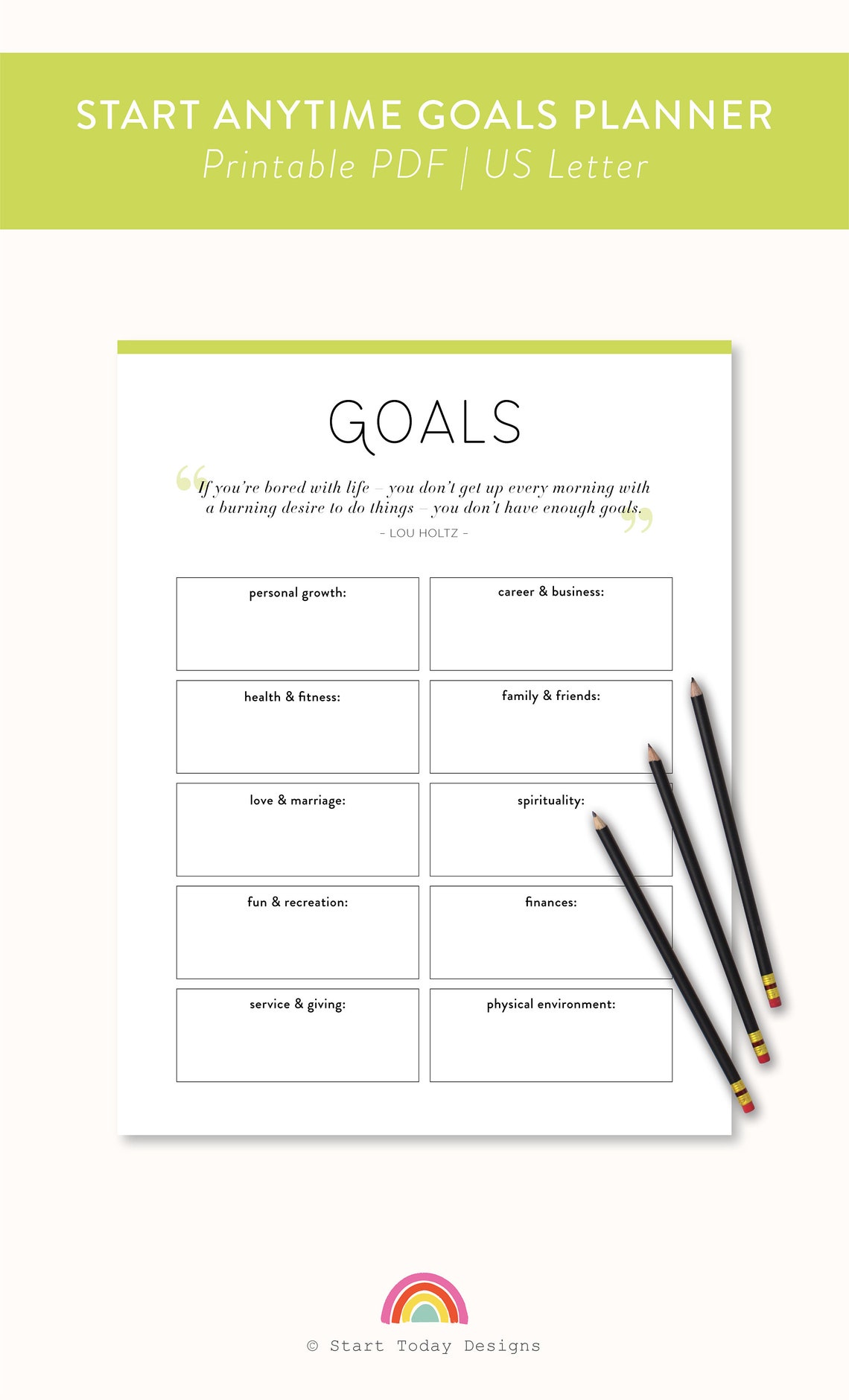 Goal-setting Workbook & Planner Printable Planner Goal Action Plan Goal ...