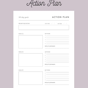 90-day Goal Planner | Printable Planner | Goal Action Plan | Goal ...