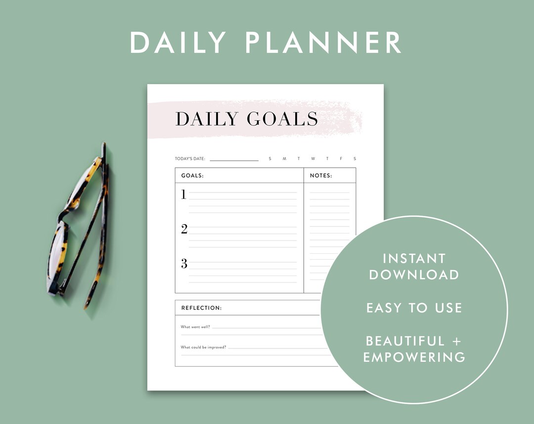 Daily Goals Planner | Goal-setting Printable | Daily