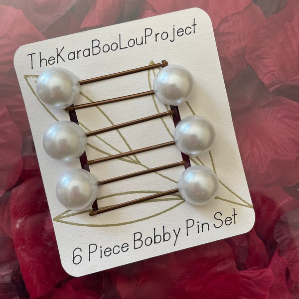 Pearl Bobby Pins 6 Pack - (Bobby Pin Color Options)