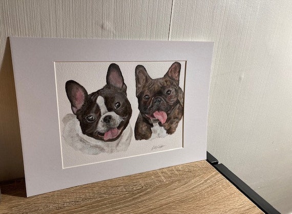 油画　ブルドッグ肖像画 油画 ブルドッグ肖像画 フレンチブルドッグの肖像画：カスタム油絵