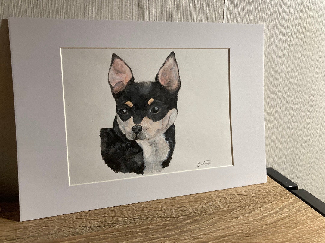 Acrylic and Oil Pet Portrait // Black and Tan Chihuahua Painting - Etsy