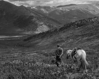 Nomad Descending Into the Tsataan Valley - Mongolia 2015 - Landscape - Asia - Travel - Tsataan - Fine Art Photography Print - Photograph