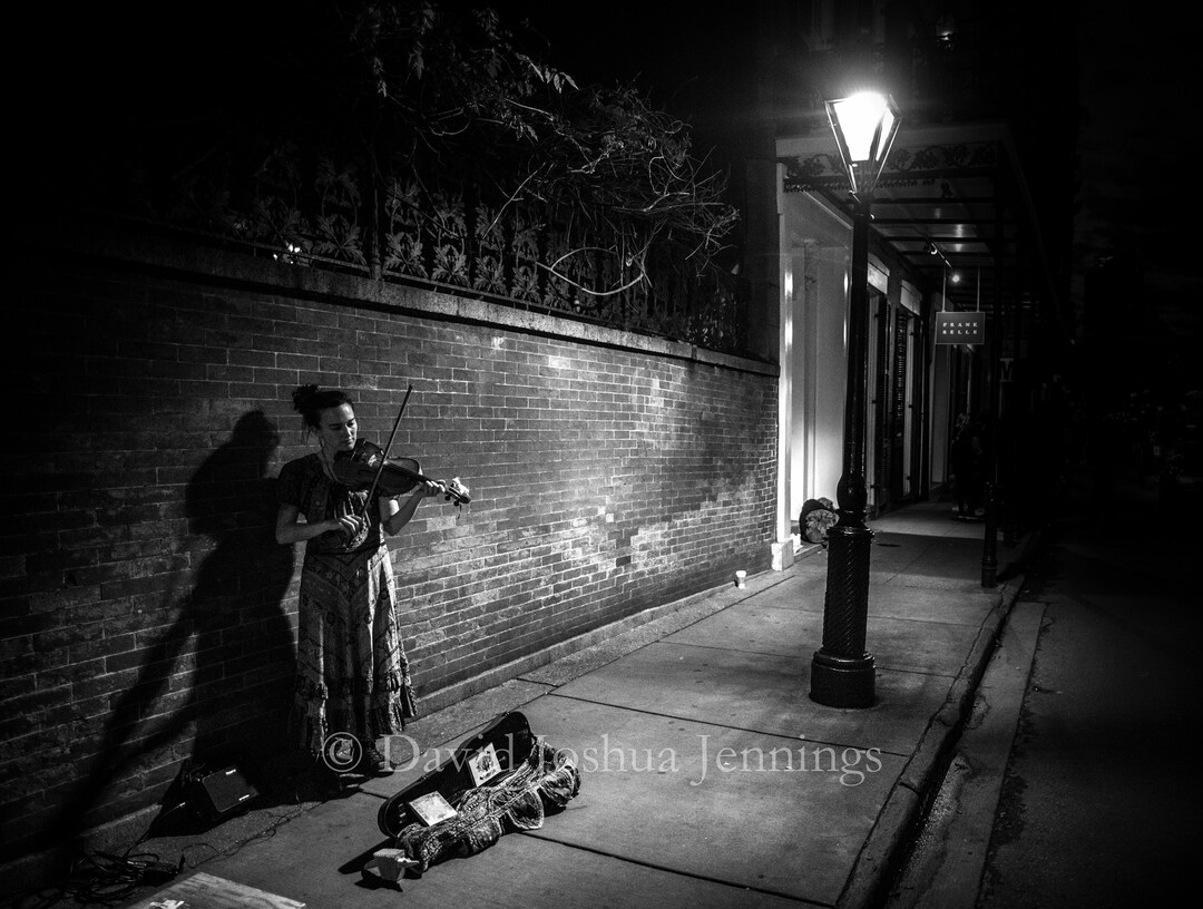 Violinist, Rue Royale New Orleans 2018 Fine Art Photograph Street Photography Black and White