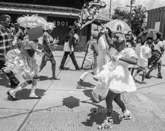 Baby Dolls on Tchoupitoulas - New Orleans 2016 - Jazz Funeral - Fine Art Photograph - Street Photography - Black and White - Fine Art Print