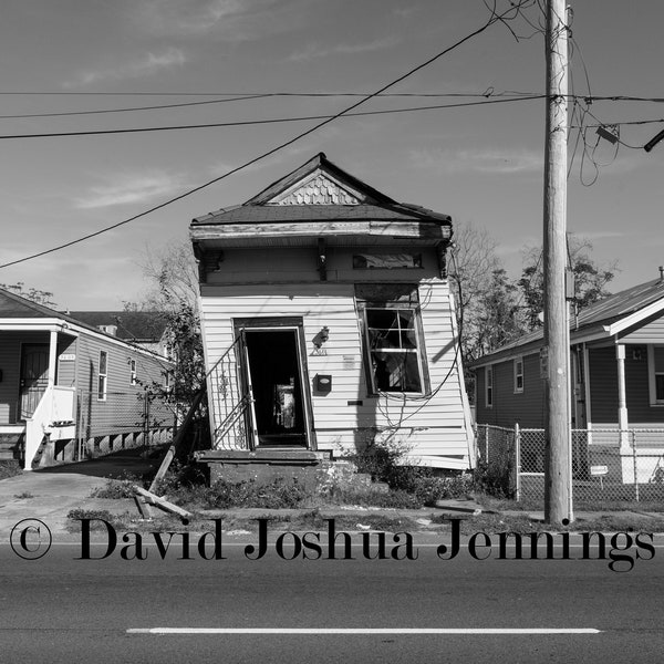 Ida Slouch - New Orleans Shotgun Architecture 2022 - Hurricane Ida Winds - Traditional New Orleans Architecture - Fine Art Photograph