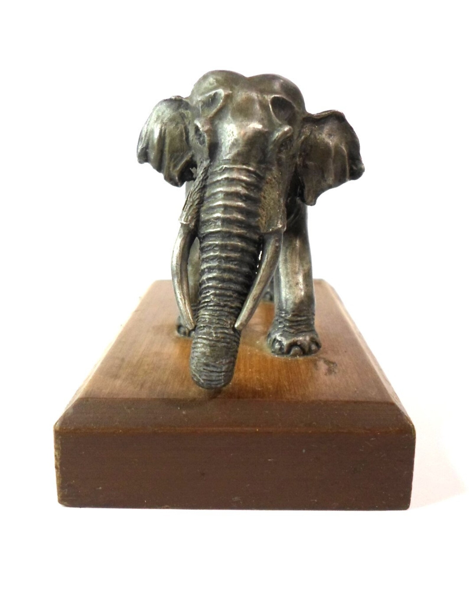 Vintage TOWLE PEWTER ELEPHANT Figurine Wooden Base Nice Detail Etsy