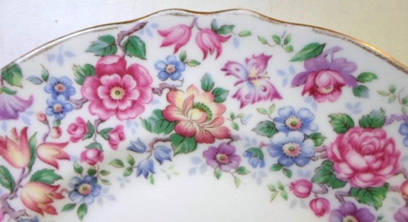 SPRINGTIME CHINTZ TRIO Tea Cup Saucer Plate Crown Staffordshire Englis Bone China