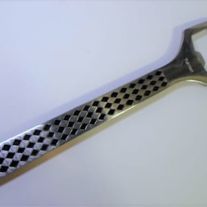 Vintage PLAYBOY BOTTLE OPENER Diamond Harlequin Pattern Stainless Steel Wood Japan
