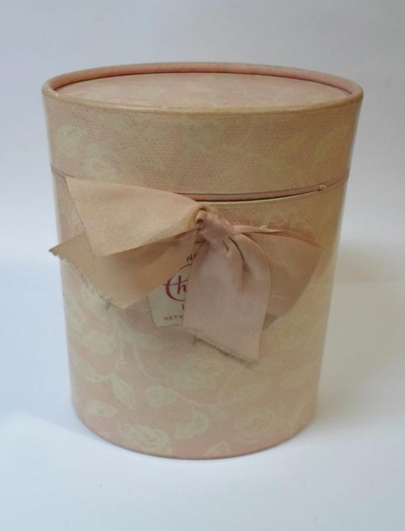 Vintage CHANTILLY Dusting POWDER BOX by Houbigant Empty Paper Box w/ Fabric Bow