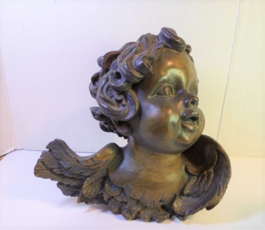 Vintage CHERUB FIGURINE DECOLINE New York Winged Putto 7 Tall & Long