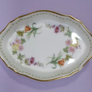 Vintage Wedgwood MIRABELLE SILVER TRAY Floral Gold Trim English Bone China 4.5&quot;