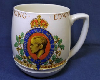 Vintage 1937 King EDWARD VIII CORONATION Mug by Copeland Spode England 3.5" T