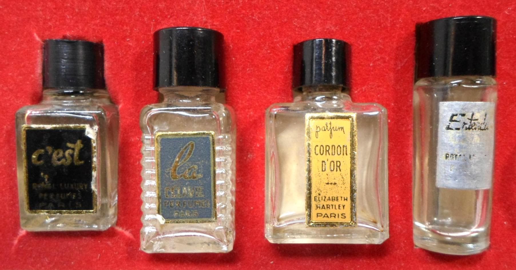 Vintage LES GRANDS PARFUMS De France 10 Bottle Perfume Set Empty