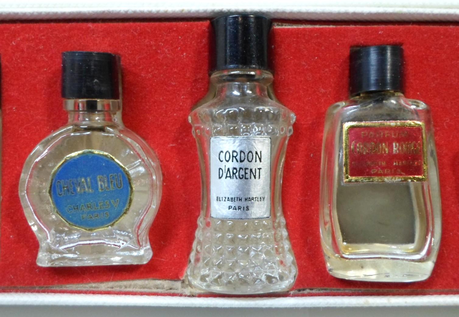 Vintage LES GRANDS PARFUMS De France 10 Bottle Perfume Set Empty