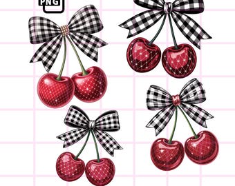 Coquette Cherry Bow PNG Bundle, Girly Clipart (Digital Download)