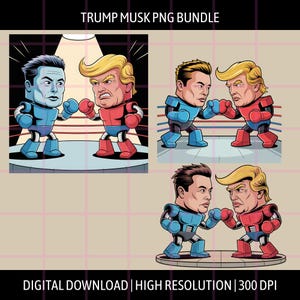 Elon Musk versus Trump Cartoon, png PNGEgg | Digitale download Sockem Robots Boxing voor sublimatie, shirts, stickers | Grappige politieke face-off-clipart