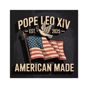 Adesivi quadrati patriottici cristiani, decalcomanie per esterni, Papa Leone XIV, decalcomania in vinile con bandiera americana e disegno di colomba, patriota religioso