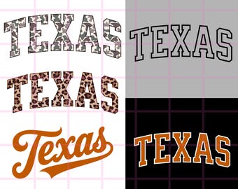 Texas PNG Bundle: Camo, Leopard, Burnt Orange Designs (Digital Download)