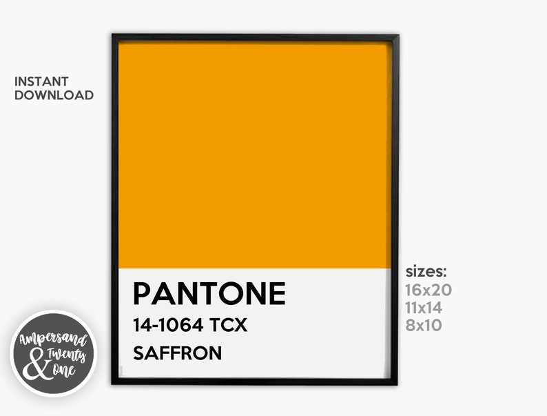 Saffron 14 1064 TCX Pantone Color Sample Wall Poster / Etsy