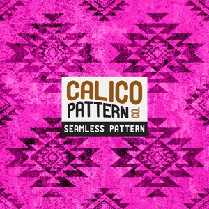 May include: A seamless calico pattern design in shades of pink and black. The design features geometric shapes and the text "CALICO PATTERN" and "SEAMLESS PATTERN" in a white box.