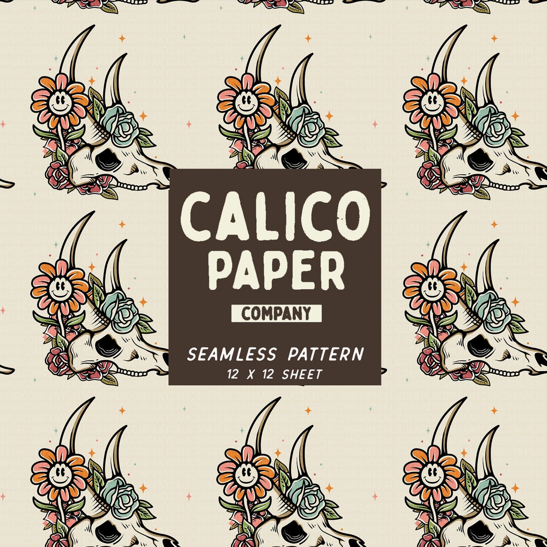 Western Pattern Black Western Floral Black | Seamless Pattern, Seamless Digital Paper ...