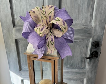 Easter Lantern Bow Topper, Spring Lavender Bow for Wreaths and Swags, Door Hanger Bow, Lantern Decorations, Mailbox Bow