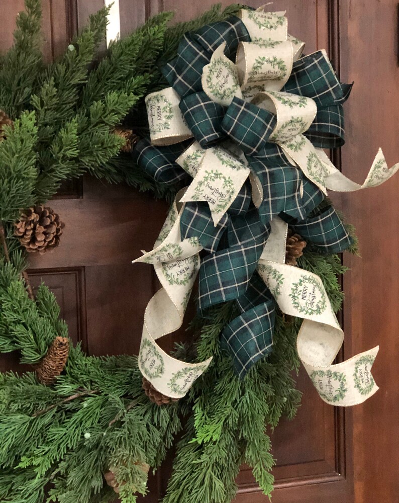 Rustic Christmas Tree Topper Plaid Tree Topper Christmas Bow With Streamers Ornaments Accents Home Living Delage Com Br