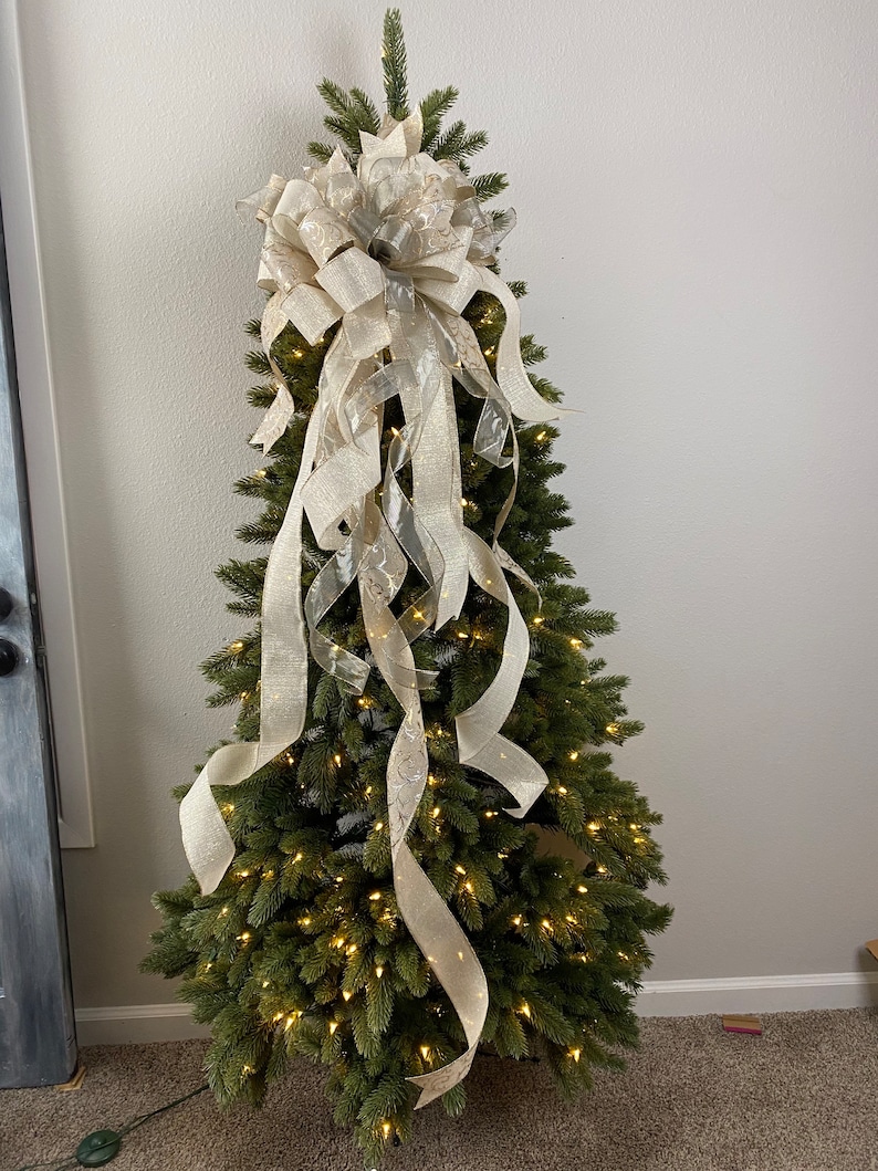 Tree Topper XL Elegant Tree Topper Bow With Long Streamers Etsy