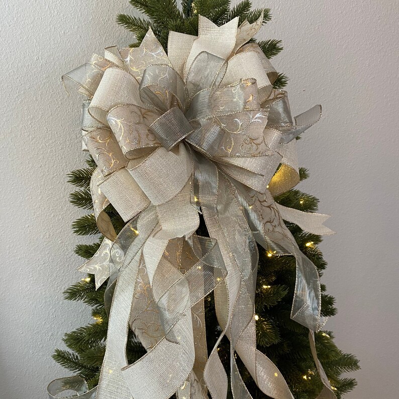 Tree Topper XL Elegant Tree Topper Bow With Long Streamers Etsy