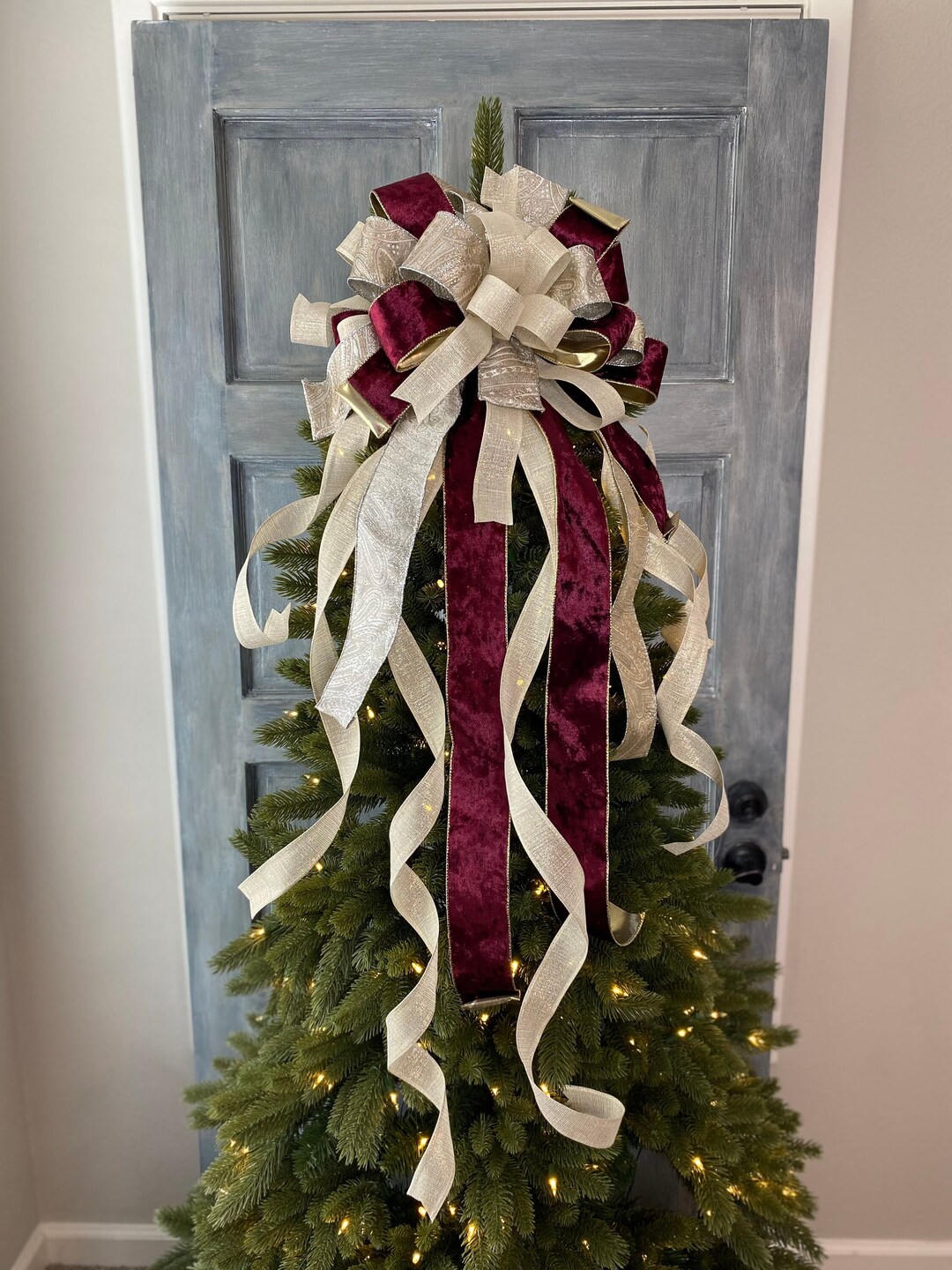 Tree Topper Bow XL Elegant Christmas Tree Topper Bow Velvet Etsy