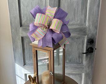 Spring bow, Easter Lantern Topper Bow, Lavender Wreath Bow, Easter Basket Bow, Spring and Easter, Lantern Bow, Lantern Topper, Mailbox Bow