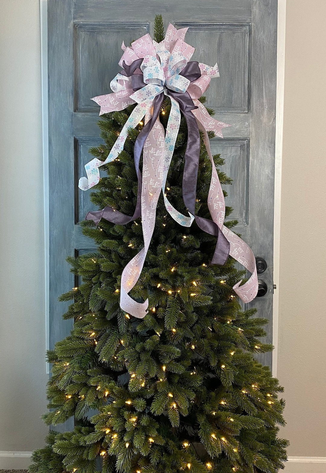 Whimsical Pink Pastel Tree Topper Bow Snowflake Tree Topper Etsy