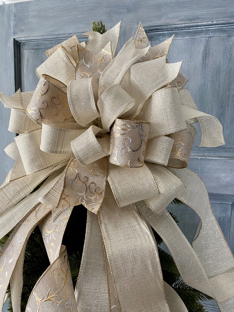 Tree Topper XL Elegant Tree Topper Bow With Long Streamers Etsy