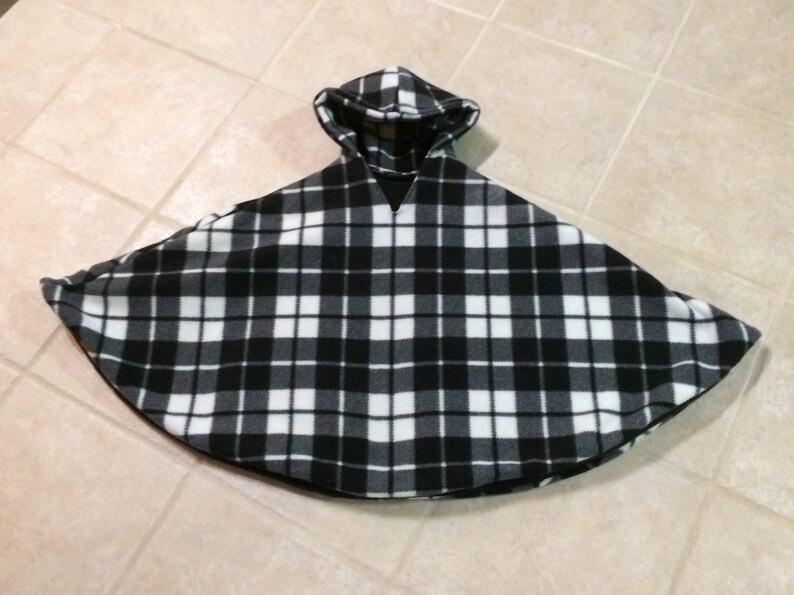 Carseat Poncho Black and White Plaid double layer