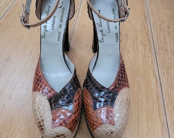 Rare and original 1970s brown snakeskin Terry De Havilland shoes