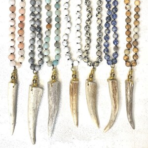 Gemstone Deer Antler Necklace