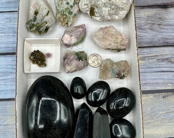 Tourmaline Crystal Bulk Lot: Watermelon, Black, Green, Blue, Lepidolite
