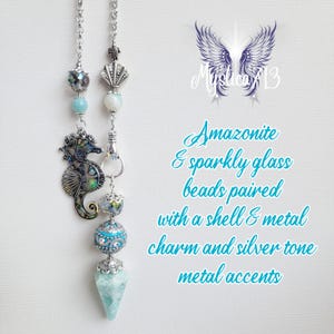 Seahorse Water Divine Pendulum Unique Amazonite shell Charm Celestial ...