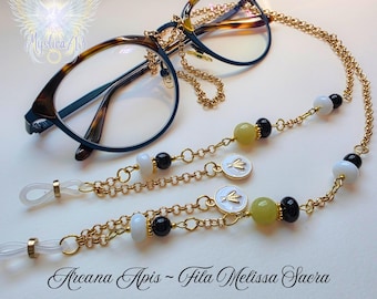 Arcana Apis Fila Melissa Sacra Eyeglass Lanyard Bee Priestess Sacred Threads, Mysteries Bee Eyeglass Chain Holder Divine Feminine