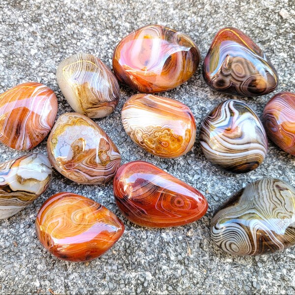 You Pick ~ Sardonyx Palm Stones ~ Large Tumbled Crystals ~Orange ~Black ~Brown ~White ~Yellow ~Banded Agate