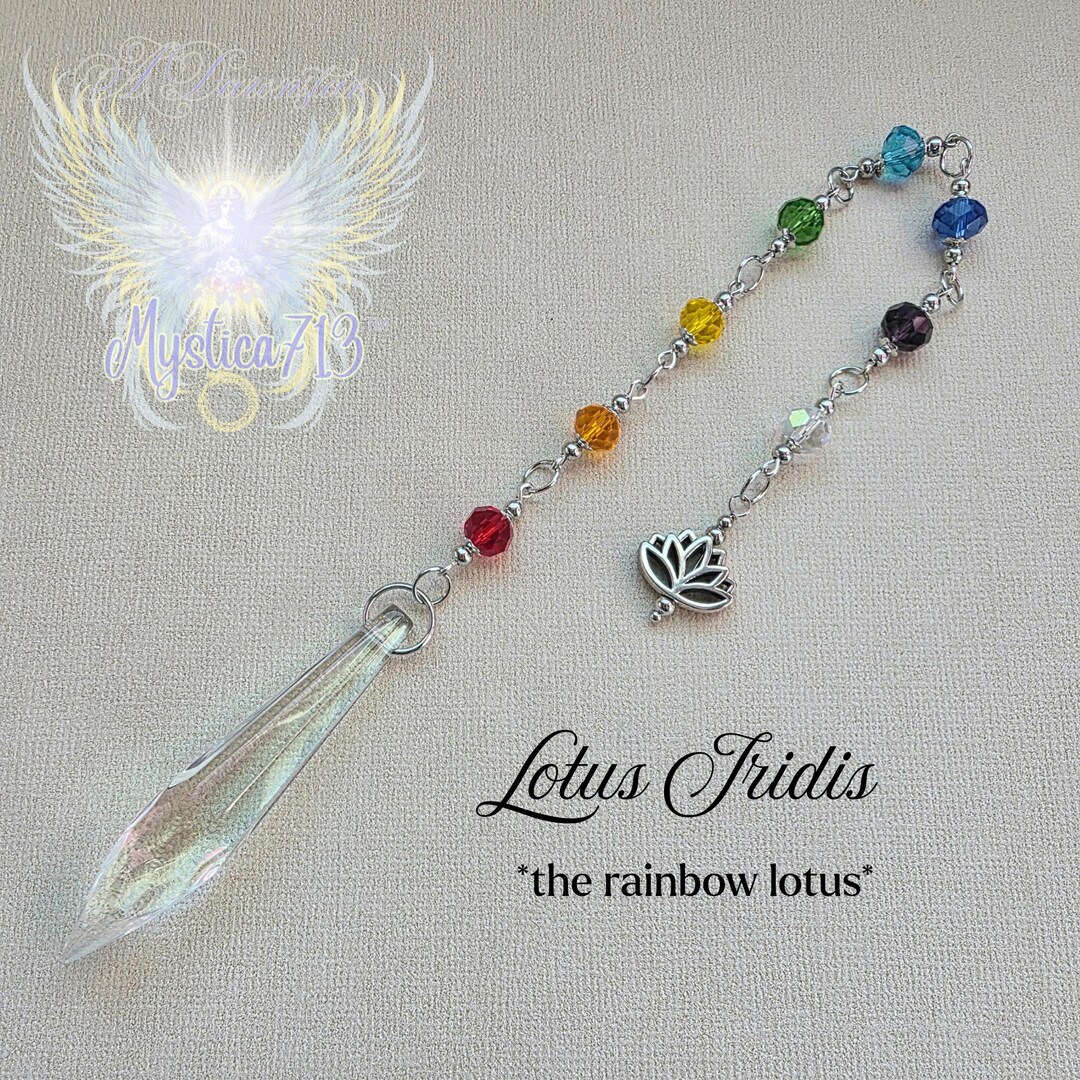 Rainbow Lotus Prism Pendulum Suncatcher - Crystal Divination Tool ...