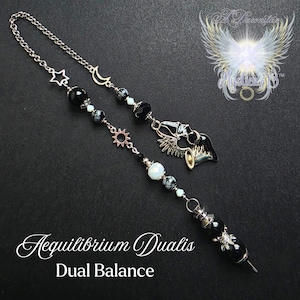 Aequilibrium Dualis Obsidian Pendulum Sun Moon Star Balance, Dual Balance Shadow Light Dowsing Tool Celestial Gift