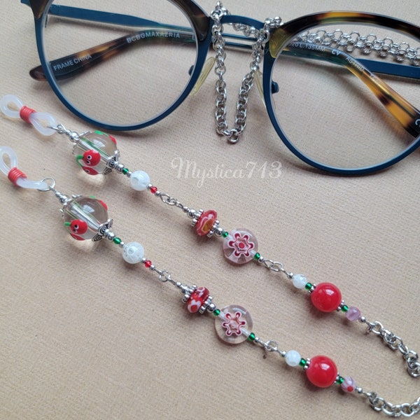 Cherries Kawaii Eyeglass Chain Lanyard ~ Magickal Fairy Cottagecore Aesthetic ~For Eye Glasses, Sun Glasses, etc.