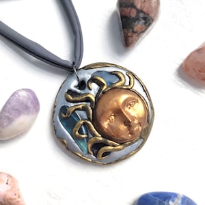 Aura Shield Labradorite Energy Infused Solar Sun Design Artisan Amulet Pendant Talisman Necklace ~ Unique One Of A Kind OOAK