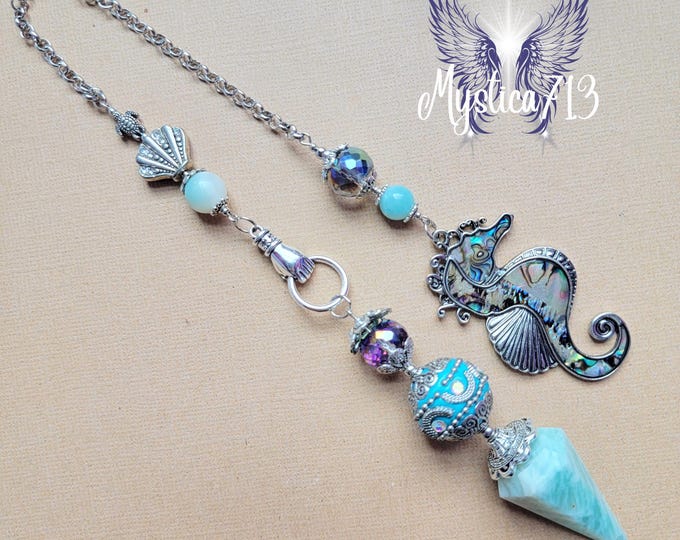 Seahorse Water Divine Pendulum Unique Amazonite ~shell Charm Celestial ...
