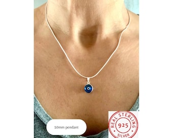 925 Silver Evil Eye Necklace, Friendship Necklace, Blue evil eye pendant, Evil eye protection, Bulk Bridesmaid Proposal Gifts, Good Luck